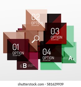Composición cuadrada moderna, pancarta abstracta. Fondo de plantilla de vector para diseño de flujo de trabajo, diagrama, opciones de número o diseño web