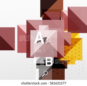 Composición cuadrada moderna, pancarta abstracta. Fondo de plantilla de vector para diseño de flujo de trabajo, diagrama, opciones de número o diseño web