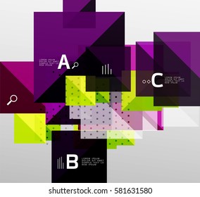 Modern square composition, abstract banner. Vector template background for workflow layout, diagram, number options or web design