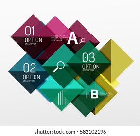 Composición cuadrada moderna, pancarta abstracta. Fondo de plantilla de vector para diseño de flujo de trabajo, diagrama, opciones de número o diseño web