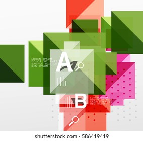 Composición cuadrada moderna, pancarta abstracta. Fondo de plantilla de vector para diseño de flujo de trabajo, diagrama, opciones de número o diseño web