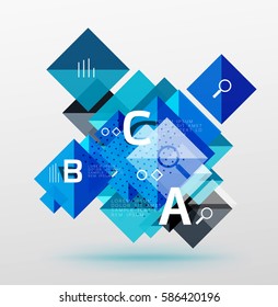 Modern square composition, abstract banner. Vector template background for workflow layout, diagram, number options or web design