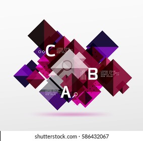 Modern square composition, abstract banner. Vector template background for workflow layout, diagram, number options or web design