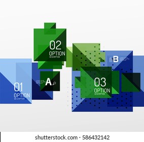 Moderne quadratische Komposition, abstrakter Banner. Vektorvorlagenhintergrund für das Workflowlayout, -diagramm, -nummeroptionen oder Webdesign