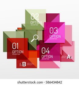 Modern square composition, abstract banner. Vector template background for workflow layout, diagram, number options or web design