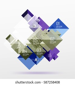 Composição quadrada moderna, banner abstrato. Plano de fundo de modelo de vetor para layout de fluxo de trabalho, diagrama, opções de número ou design da Web