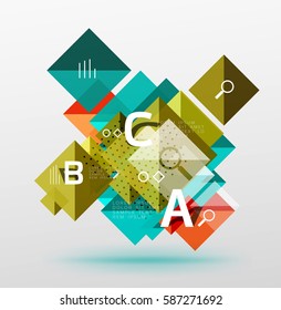 Modern square composition, abstract banner. Vector template background for workflow layout, diagram, number options or web design