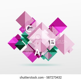 Modern square composition, abstract banner. Vector template background for workflow layout, diagram, number options or web design