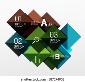 Modern square composition, abstract banner. Vector template background for workflow layout, diagram, number options or web design