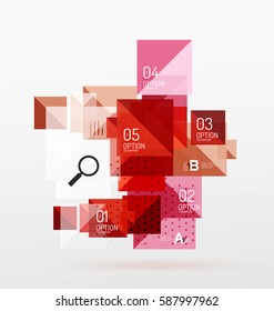 Composición cuadrada moderna, pancarta abstracta. Fondo de plantilla de vector para diseño de flujo de trabajo, diagrama, opciones de número o diseño web