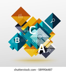Composición cuadrada moderna, pancarta abstracta. Fondo de plantilla de vector para diseño de flujo de trabajo, diagrama, opciones de número o diseño web