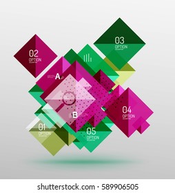 Composición cuadrada moderna, pancarta abstracta. Fondo de plantilla de vector para diseño de flujo de trabajo, diagrama, opciones de número o diseño web