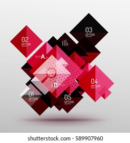 Moderne quadratische Komposition, abstrakter Banner. Vektorvorlagenhintergrund für das Workflowlayout, -diagramm, -nummeroptionen oder Webdesign