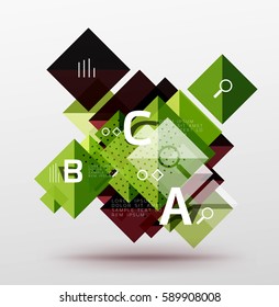 Modern square composition, abstract banner. Vector template background for workflow layout, diagram, number options or web design