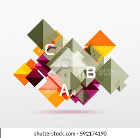 Modern square composition, abstract banner. Vector template background for workflow layout, diagram, number options or web design