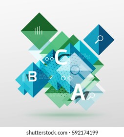 Composición cuadrada moderna, pancarta abstracta. Fondo de plantilla de vector para diseño de flujo de trabajo, diagrama, opciones de número o diseño web