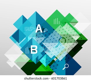 Modern square composition, abstract banner. Vector template background for workflow layout, diagram, number options or web design