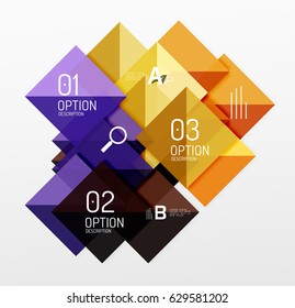 Modern square composition, abstract banner. Vector template background for workflow layout, diagram, number options or web design