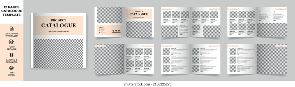 Modern Square Cosmetics Products Catalog Layout, Beauty Product Catalog Design, Product Catalog, Minimal Magazine Design, Brochure Design, Fashion And Multipurpose Portfolio