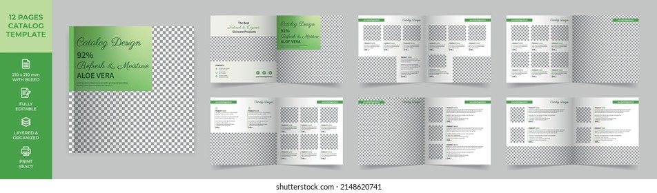 Modern Square Cosmetics Products Catalog Layout, Beauty Product Catalog Design, Product Catalog, Minimal Magazine Design, Brochure Design, Fashion and Multipurpose Portfolio, Photo Book Design