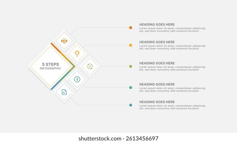Modern Square Cycle Infographic Design Template with 5 Data Points