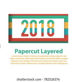 modern square design 2018 template on papercut layered
