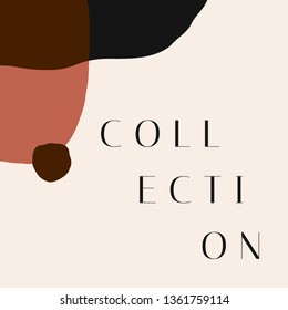 Modern square design template with abstract shapes and sample text. Trendy and stylish vector illustration, social media post, newsletter, brochure design in warm, earthy colors.