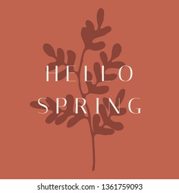 Modern square design template with botanical elements and sample text. Trendy and stylish vector illustration, social media post, newsletter, brochure design in warm, earthy colors.