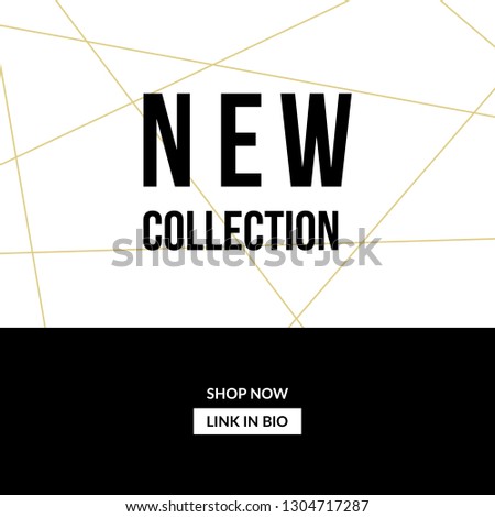 Modern square design template with geometric shapes, lines and sample text. Trendy and stylish vector illustration, social media post, newsletter, brochure design in white, gold and black.