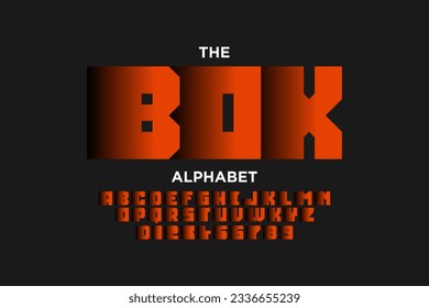 Modern square digital alphabet font with dark red gradient. Minimal technology typography, Creative urban sport fashion futuristic font and with numbers