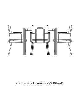 Moderno juego de comedor cuadrado con cuatro sillones, con geometría limpia, asientos cómodos y proporciones equilibradas para interiores de comedor elegantes.