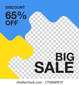 Modern square editable banner template. Suitable for social media post and web, internet ads. Vector illustration with photo college.