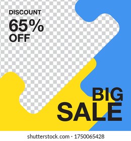 Modern square editable banner template. Suitable for social media post and web, internet ads. Vector illustration with photo college.