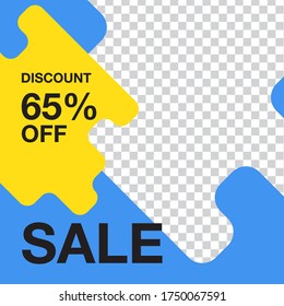 Modern square editable banner template. Suitable for social media post and web, internet ads. Vector illustration with photo college.