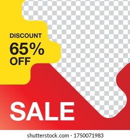 Modern square editable banner template. Suitable for social media post and web, internet ads. Vector illustration with photo college.