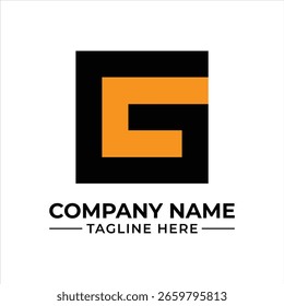 Design de logotipo moderno quadrado G com cores negras e laranja para uma identidade de empresa ou marca