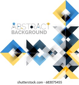 Diseño de patrones geométricos cuadrados cuadrados modernos en blanco. Plantilla de diseño de presentación comercial o tecnológica, patrón de folleto o folleto, o banner web geométrico