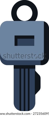 A modern square headed ignition key with ring loop and vertical grooves.