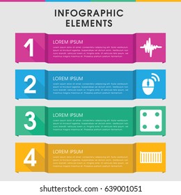 Modern square infographic template. infographic design with square icons includes dice, cargo box. can be used for presentation, diagram, annual report, web design.