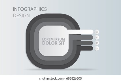 Modern square infographics vector design. Vector timeline infographic template. Number option.