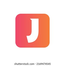 diseño moderno de letra con logotipo de J cuadrado aislado en fondo blanco