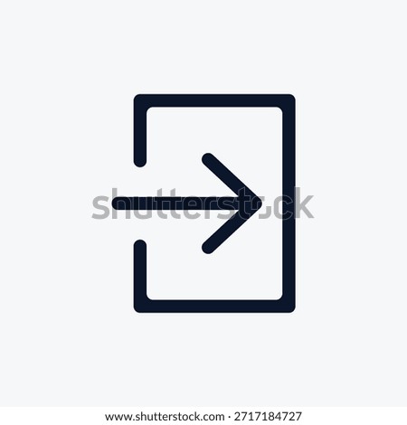 Modern square login sign in line icon vector, featuring a bold arrow entering a rectangular door frame