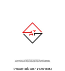 modern square AT logo letter. simple technology business logotype.
