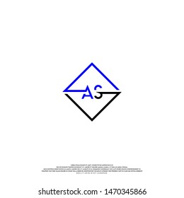 modern square AS logo letter. simple technology business logotype.
