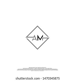 modern square AM logo letter. simple technology business logotype.