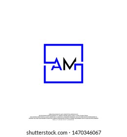 modern square AM logo letter. simple technology business logotype.