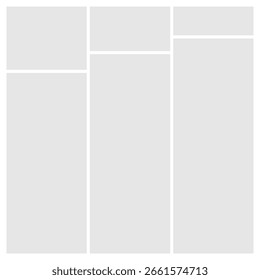 Grade de Alvenaria Quadrada Moderna com Estrutura Assimétrica de 3 Colunas . Ideal para infográfico ou esboço de layout