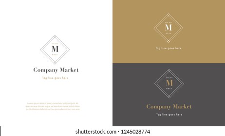 Modern Square Monogram Brand Vector Logo