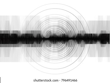 Modern Square Power of Earthquake Wave with Circle Vibration on White paper background,audio wave diagram concept,design for education and science,Vector Illustration.