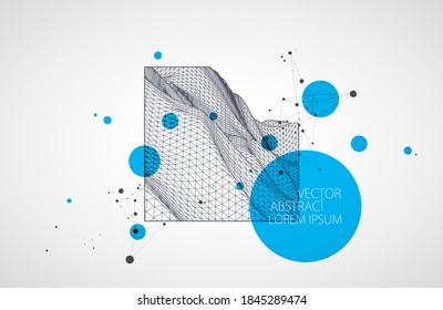 Modern square science or technology elements. Trendy abstract background. Cyberspace surface illustration. Vector.